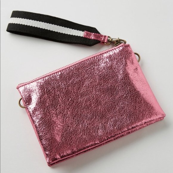 Anthropologie Handbags - Anthropologie Jackson Pink Metallic Leather Clutch